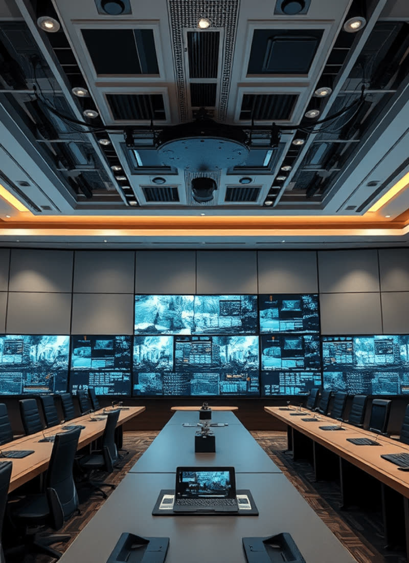 Seamless LED video wall filling an interior wall